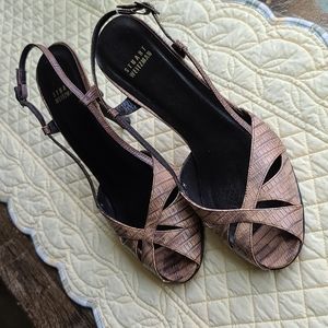 Stuart Weitzman sling back peep toe heels